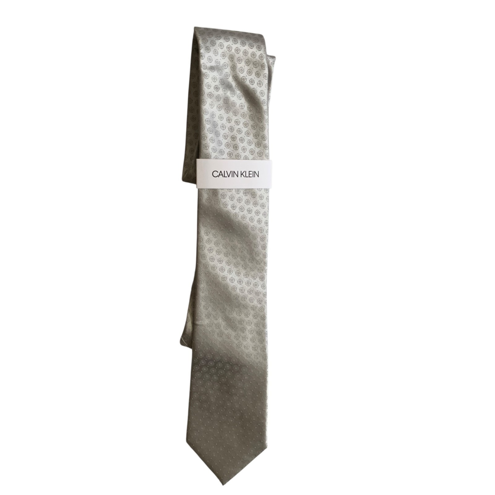 Calvin Klein Mens Size 3X 57Spiral Dot Gray Neck Tie Brand New